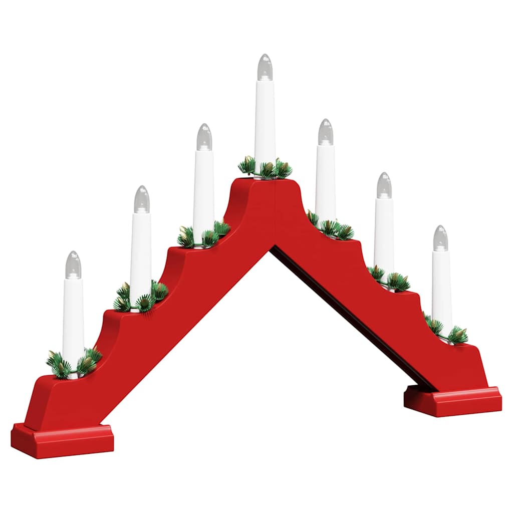 Weihnachtskerzenbrücke mit 7 LEDs 3 pcs Rot 39,5 x 5 x 29 cm